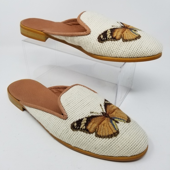 Dragonfly Shoes - Snapdragon Needlepoint Mule Shoes Butterfly 10.5